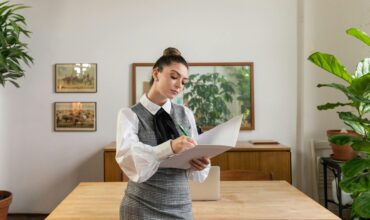 une femme donne des conseils aux locataires commerciaux